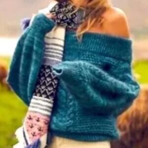 Anthropologie Sleeping On Snow Alpaca Blend Turquoise Sweater - XS